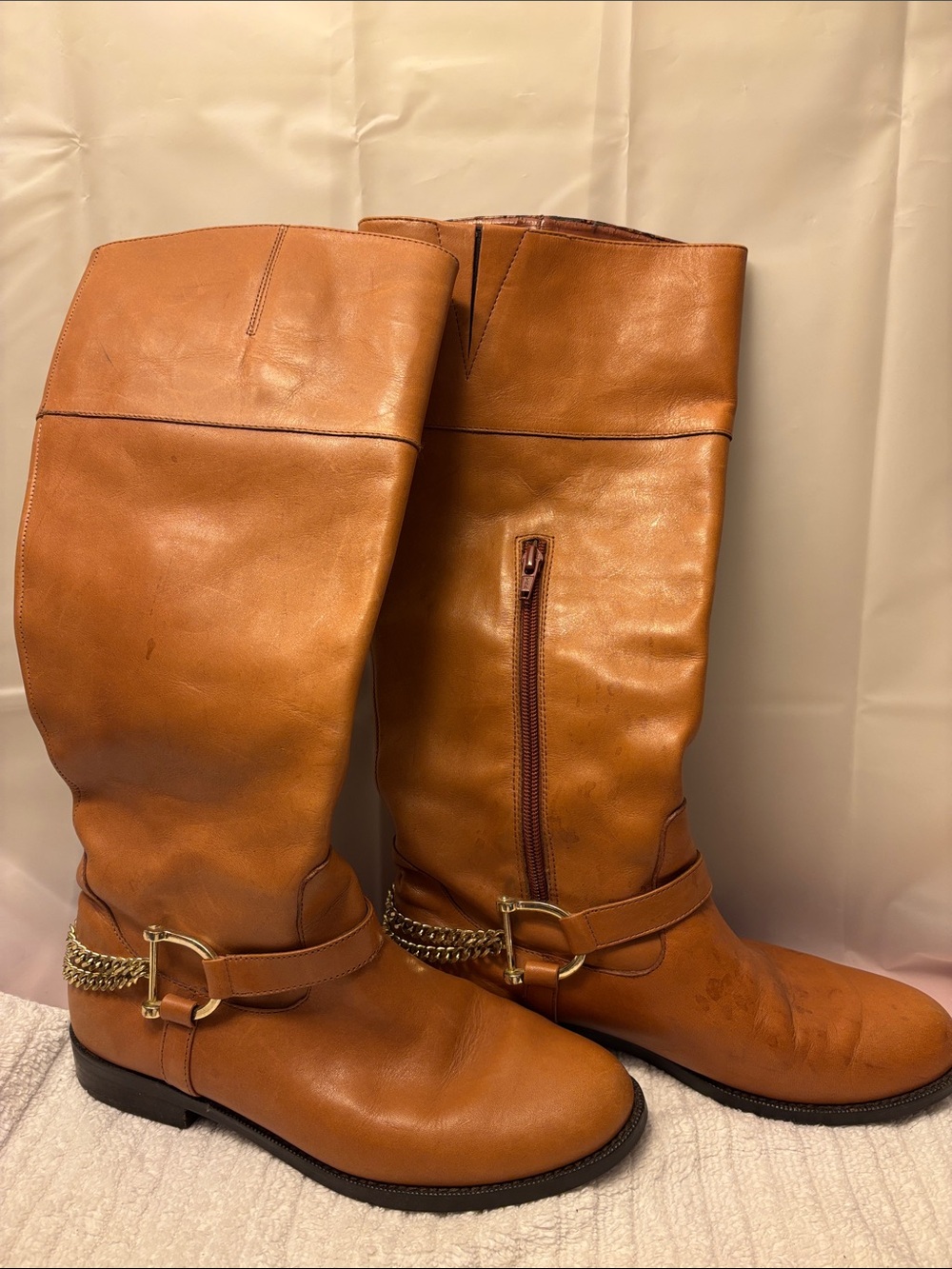 RALPH LAUREN women Tall Riding Boots in Cognac Brown